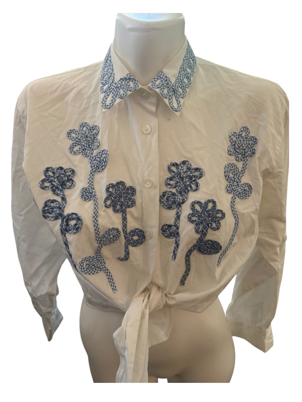 Vintage Koret Petites Embroidered Button Down Top